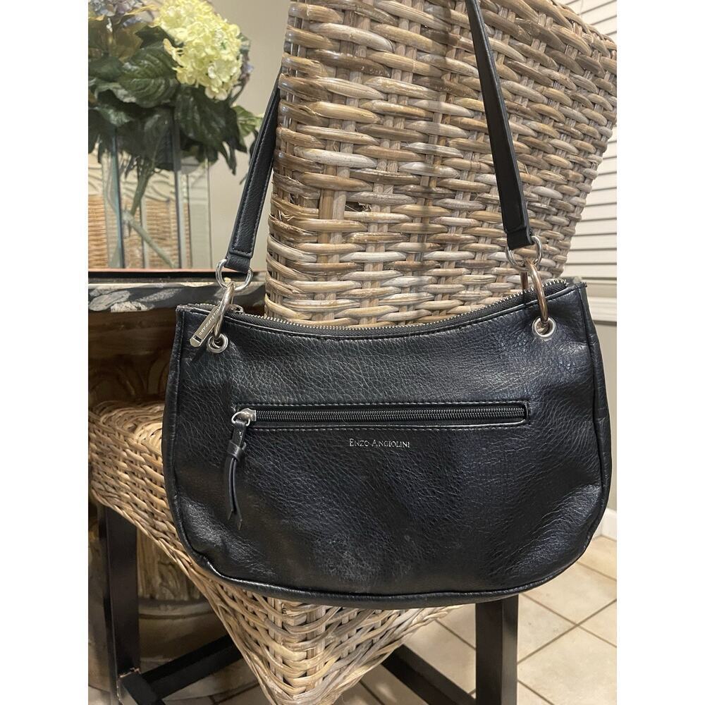 Vintage Tignanello Perfect 10 HmBag~Black Pebble Grain Leather Purse Handbag - Picture 8 of 9